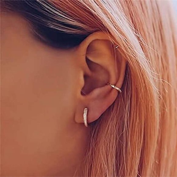 Cubic Zirconia Huggie Earrings - Picture 3 of 3